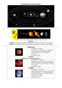 les 8 planètes du système solaire