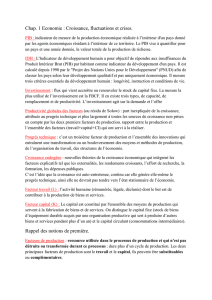 Chap. 1 Economie : Croissance, fluctuations et crises. PIB : indicat