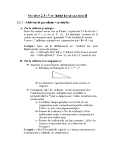 Section 2.3 : Vecteurs et scalaires II 2.3.1