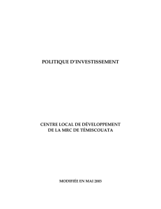 politique d`investissement - Service de développement de la MRC