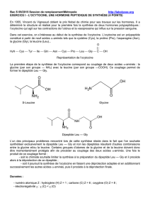 exercice i - l`ocytocine, une hormone peptidique de synthèse (4 points)