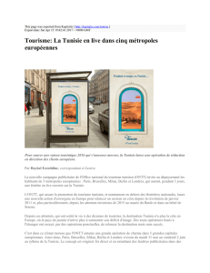 Tourisme: La Tunisie en live dans cinq métropoles