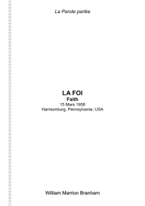 La Parole parlée LA FOI Faith 15 Mars 1958 Harrisonburg