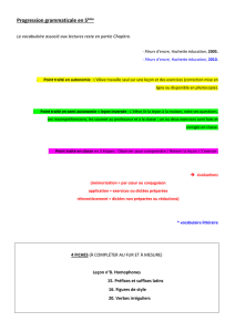 Progression grammaticale en 5e