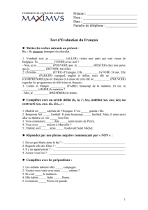 Test final de français – 1er niveau - Почетна