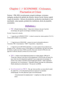 Chapitre 1 -> ECONOMIE : Croissance, Fluctuation et Crises