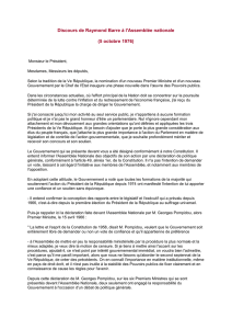 Discours de Raymond Barre à l`Assemblée nationale