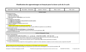 Planification des apprentissages en français pour la classe