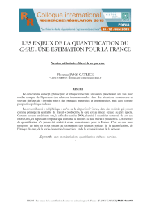 Les enjeux de la quantification du care