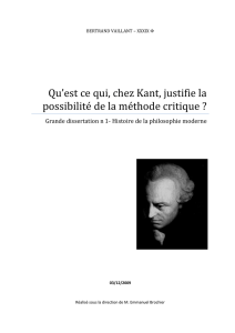 Qu`est ce qui, chez Kant, justifie la possibilité de la méthode critique ?