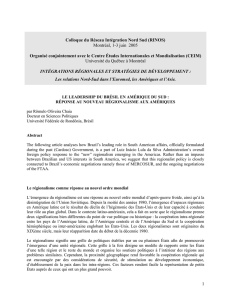 Le Brésil face à l`Amérique du Sud - Centre d`études sur l`intégration