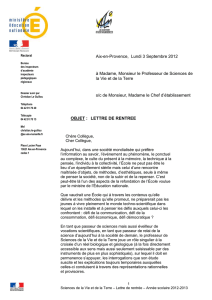 lettre de rentree - Action éducative - Académie d`Aix