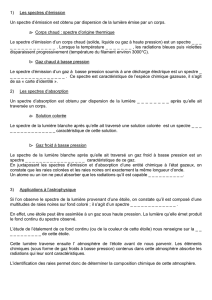 1) Les spectres d`émission Un spectre d`émission est obtenu par