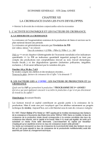 La croissance dans les pays developpes