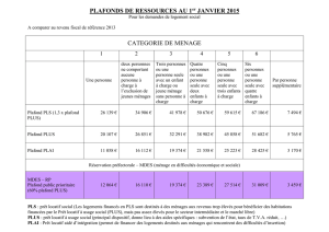 PLAFONDS DE RESSOURCES AU 1er JANVIER 2014