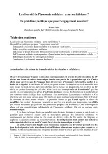 La diversité de l`économie solidaire : atout ou faiblesse