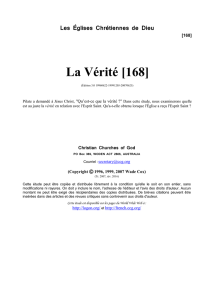 La Vérité [168] - Les Églises Chrétiennes de Dieu (CCG)