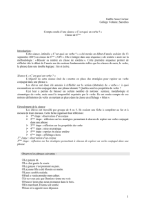 Compte-rendu d`une séance « C`est quoi un verbe