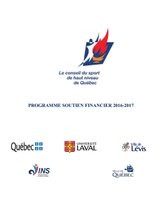 Programme soutien financier Conseil du sport de haut niveau 2016