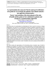 La représentation des causes de l`état de santé par les infirmiers et