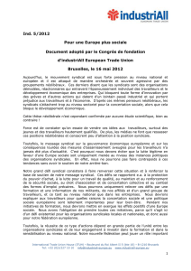 Ind. 5/2012 Pour une Europe plus sociale Document adopté par le