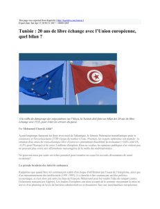 Tunisie : 20 ans de libre échange avec l`Union