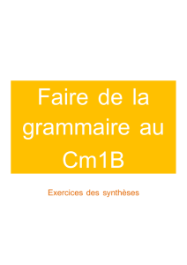 Faire de la grammaire au Cm1B Exercices des synthèses Sommaire