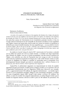 Intervention du Cardinal Veglio, président du Conseil Pontifical pour