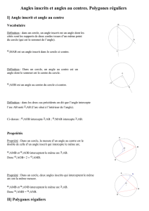 Angles inscrits et angles au centres. Polygones réguliers I] Angle