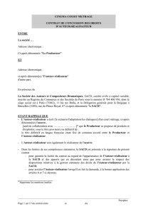 Contrat fiction court-métrage (scénario et réalisation)