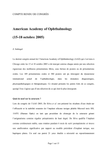 15-18 octobre 2005 - Ophtalmologie, Opérations au laser Lasik