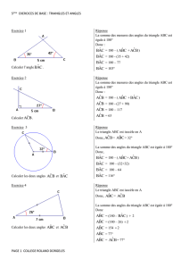 5ème EXERCICES DE BASE : TRIANGLES ET ANGLES Exercice 1