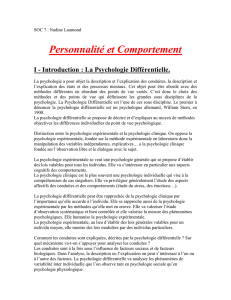 SOC 7 : Nadine Laumond Personnalité et Comportement I