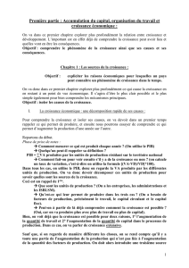 Première partie : Accumulation du capital, organisation du travail et