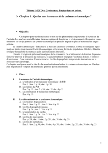 Thème 1 (ECO) : Croissance, fluctuations et crises. Chapitre 1