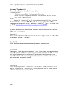 Cours # 1 Mesures de la fréquence des maladies et associations