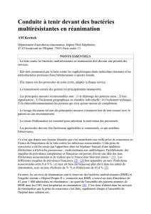 Conduite à tenir devant des bactéries multirésistantes en réanimation