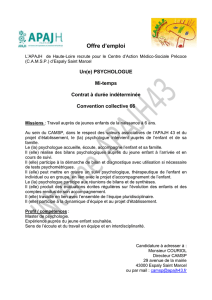 Offre d`emploi L`APAJH de Haute-Loire recrute pour le Centre d