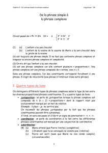 Chapitre 5 : De la phrase simple à la phrase complexe Linguistique