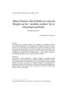 Albert Einstein, David Bohm et Louis de Broglie sur les - Hal-SHS