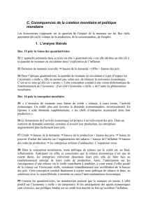 CConséquences de la création monétaire et politique