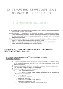 La Cinquième République sou De Gaulle 1958-1969 - Carto-GH