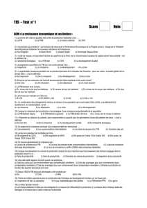 TES – Test n° 1 Score Note QCM « La croissance économique et