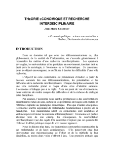 THéORIE éCONOMIQUE ET RECHERCHE