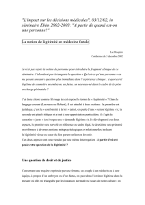 La notion de légitimité en médecine foetale