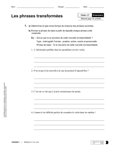 1.7 Les phrases transform&eacute;es