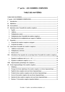 Notes de cours - Nombres Complexes