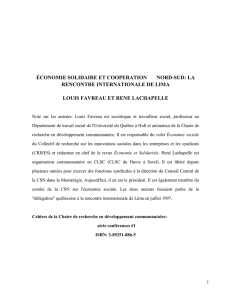 Économie solidaire et coopération Nord-Sud: la rencontre de