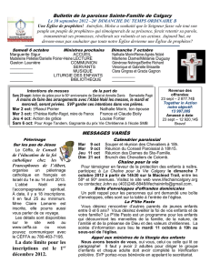 Bulletin de la paroisse Sainte-Famille de Calgary Le 30 septembre