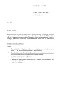 Circulaire du 4 août 2003 - Publicité pour médicaments